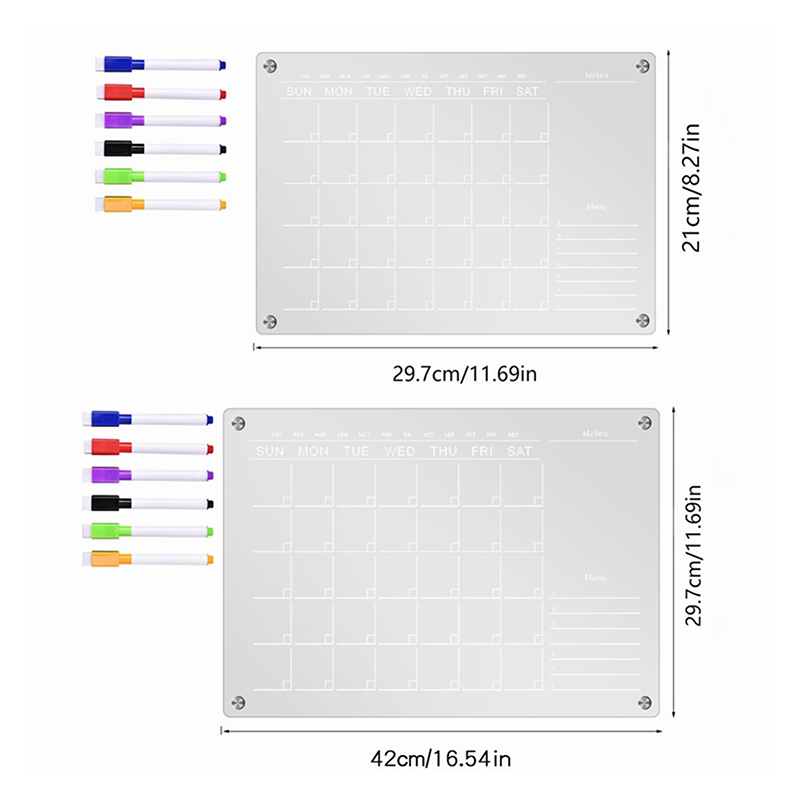 Dry Erase Weekly - Doorzichtige Acryl Koelkast Magneet Sticker Kalender
