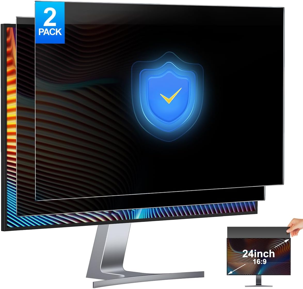 Monitor Privacy Filter - 2-pack 24 inch computer privacyschermfilter anti-spion