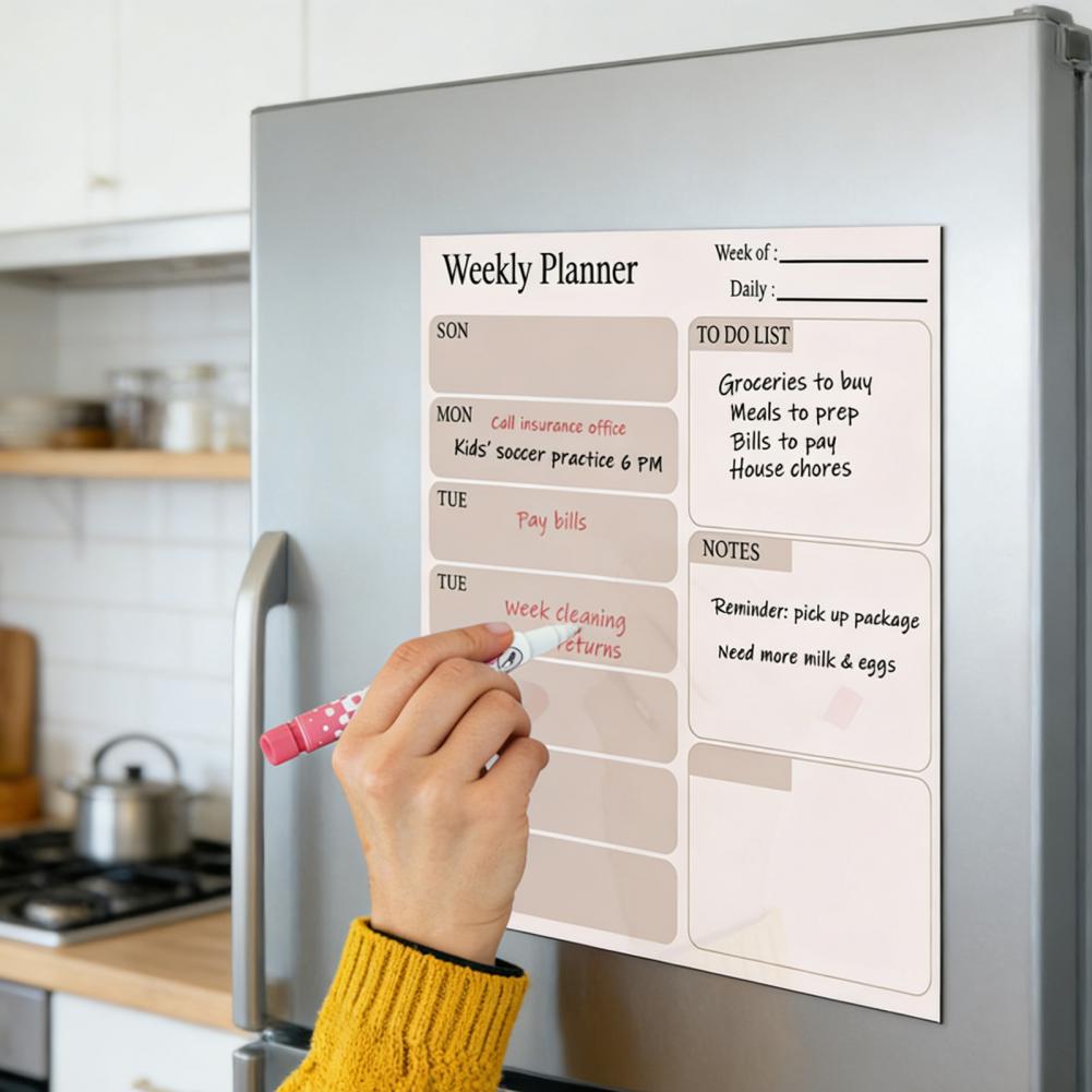 Dry Erase Weekly - Magnetische droog uitwisbare kalender Magnetische koelkastkalender