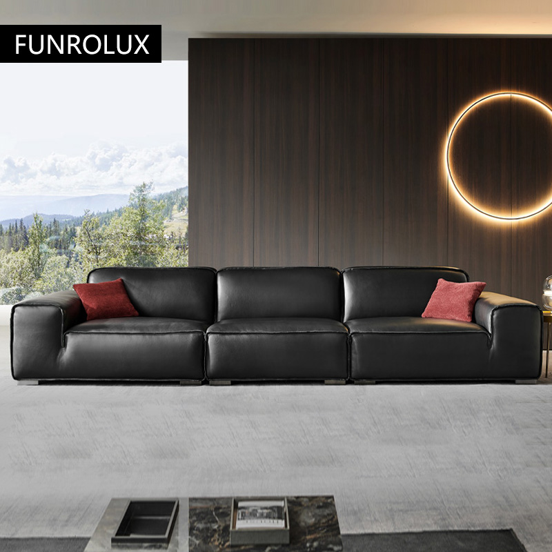 Office Furniture First - Grote zwarte koe lederen bank Kantoor
