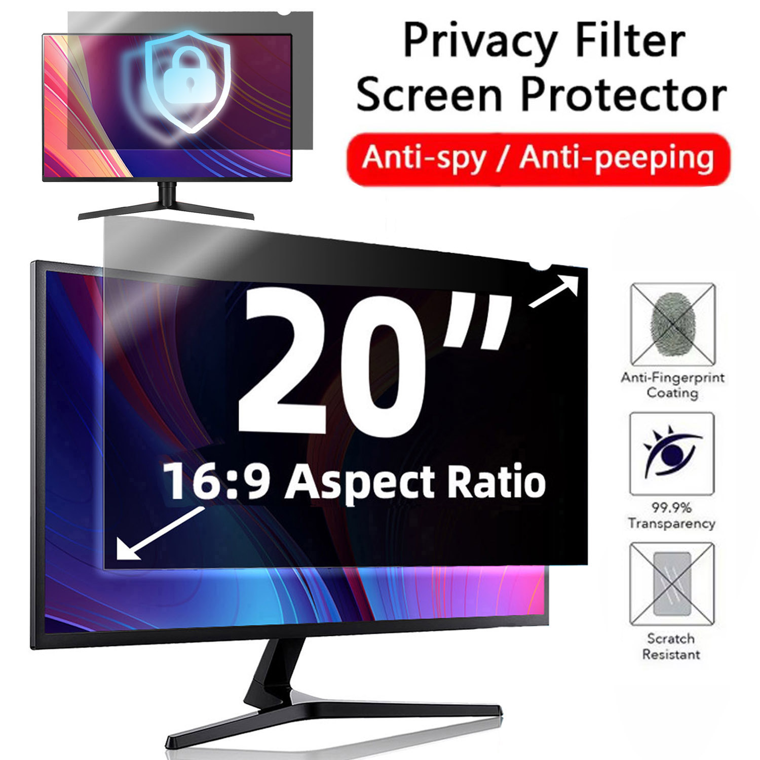 Monitor Privacy Filter - 20 Inch Computer Privacy Scherm Filter
