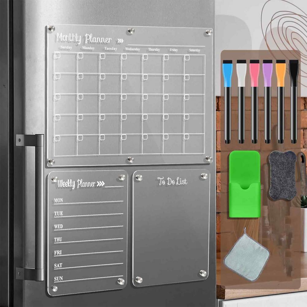 Dry Erase Weekly - Magnetisch acryl weekplannerbord, herbruikbaar whiteboard voor